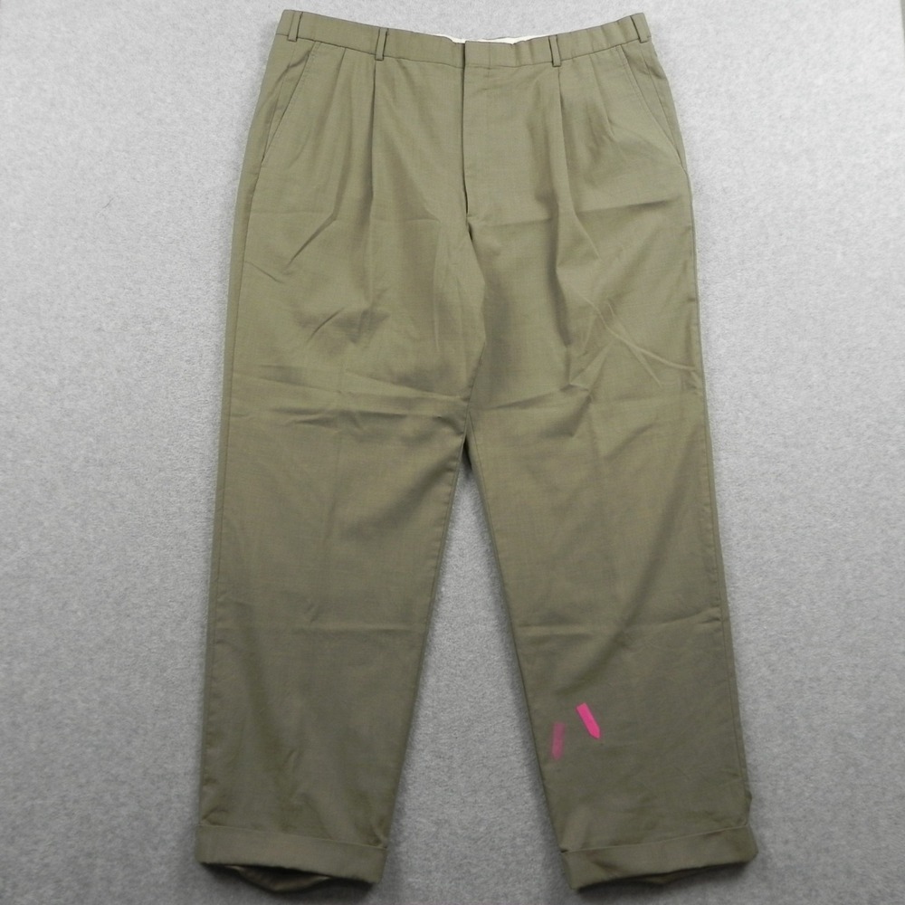 Brooks Brothers Pants Mens 38x30 Brooksease Wool Dress Suit Cuffed Pleated Tan